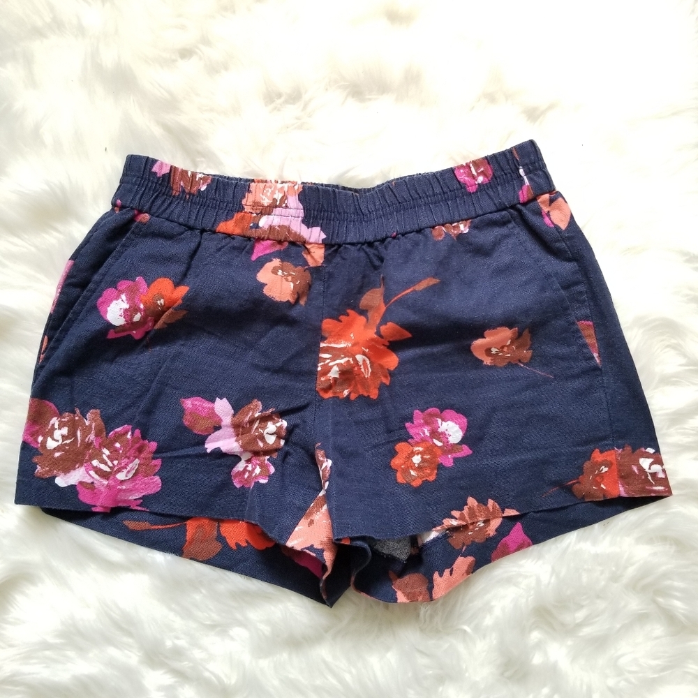 J. Crew Factory Navy Floral High-Waist Women's Shorts